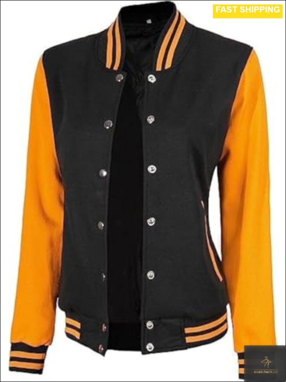 Fleece Varsity Bomber Jacket Snap-Button Letterman